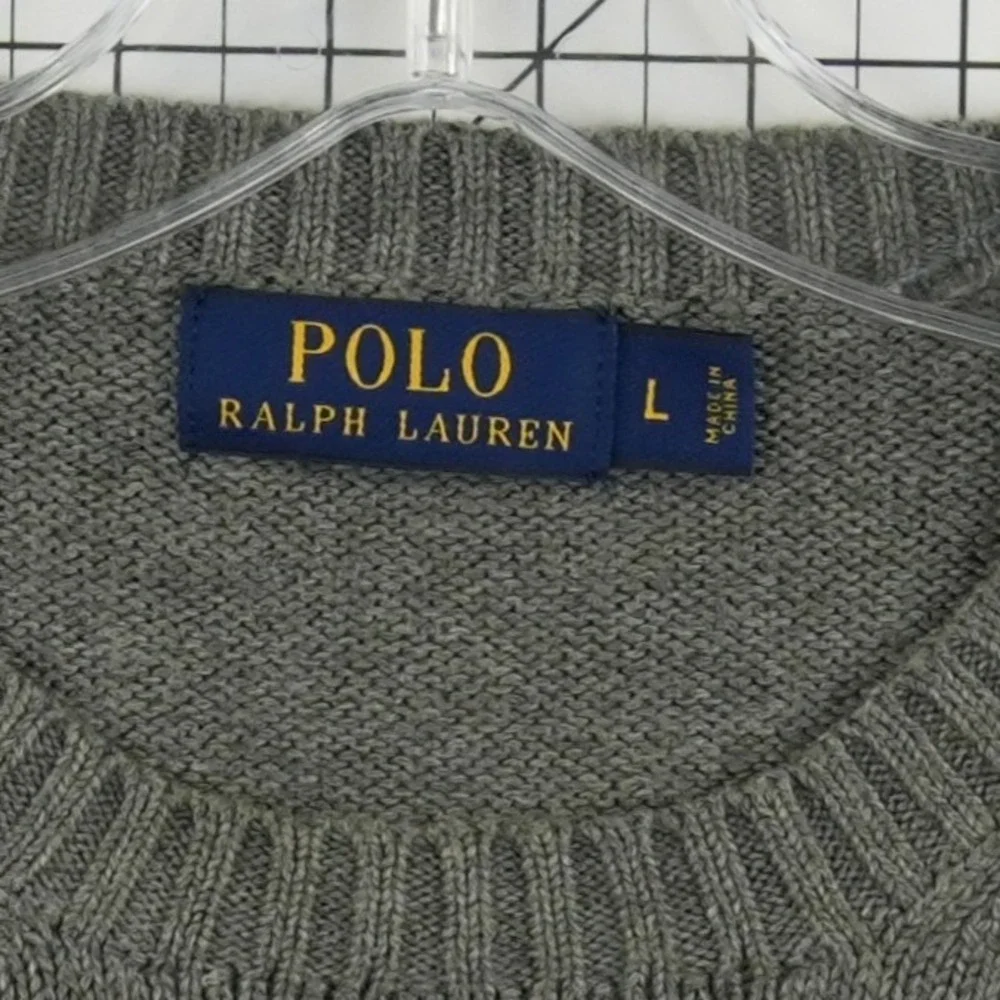 Polo Ralph Lauren Sweater Men's Size Large Olive Green 100% Cotton Crewneck Pony